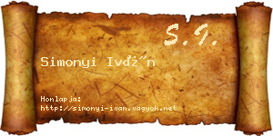 Simonyi Iván névjegykártya